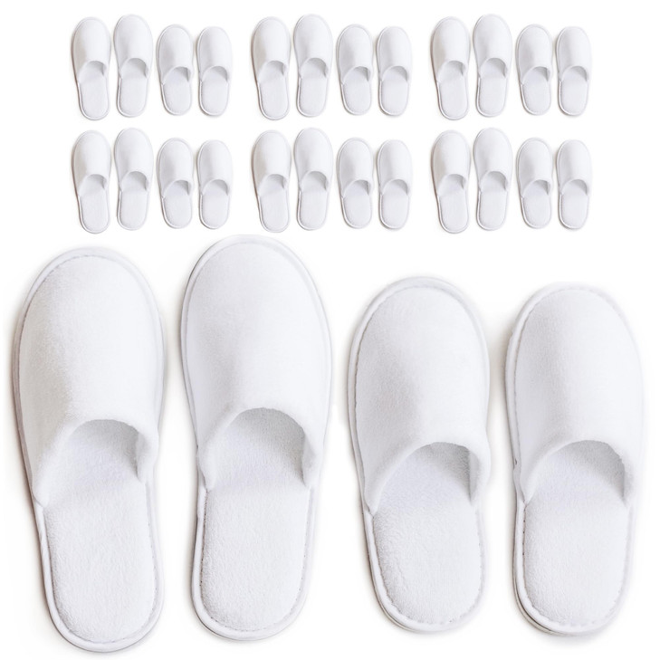 Modlux Spa Slippers, 12 Pairs Cotton Velvet Closed Toe Disposable Slippers for Guests, Bathroom, Bedroom, Hotel, House, Bride, Travel and Shoeless Ho
