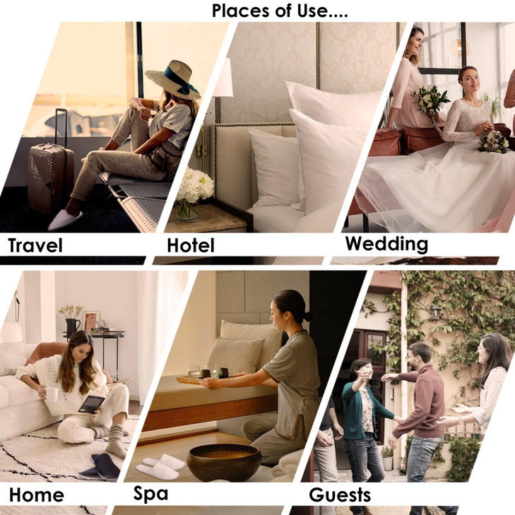 Modlux Spa Slippers, 12 Pairs Cotton Velvet Closed Toe Disposable Slippers for Guests, Bathroom, Bedroom, Hotel, House, Bride, Travel and Shoeless Ho