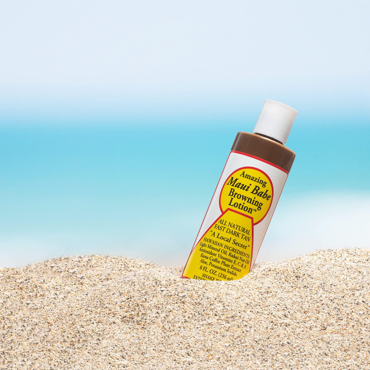 Maui Babe Browning Lotion - Outdoor Tanning Lotion 8 ounce (Pack of 2) with Makeup Bag - Amazing Maui Babe Suntan Lotion - Tanning Formula Sun Lotion