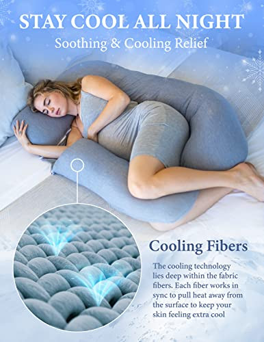 Pharmedoc Pregnancy Pillows, U-Shape Full Body Pillow  Removable Cooling Cover -Dark Grey  Pregnancy Pillows for Sleeping  Body Pillows for Adults
