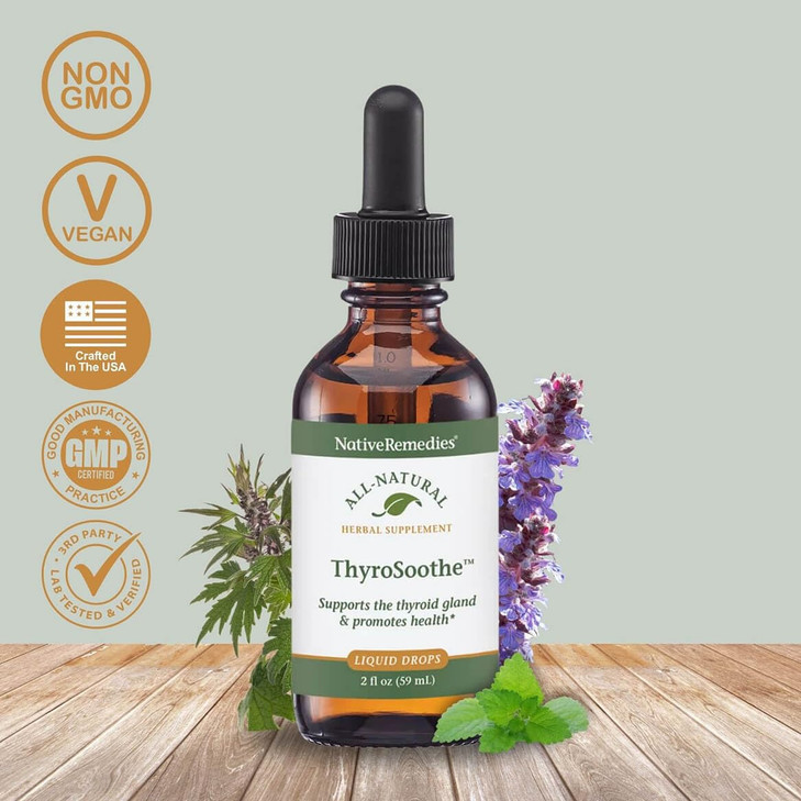 Native Remedies ThyroSoothe - All Natural Herbal Supplement Soothes The Thyroid Gland - Supports Systemic Balance in The Endocrine System and Thyroid