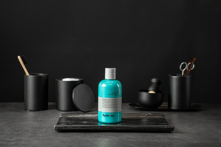 Anthony Algae Facial Cleanser, 8 Fl Oz. Contains Algae, Aloe Vera, Azulene, Lavender and Rose Hip Oil, Cleanses and Refreshes, Moisturizes and Hydrat