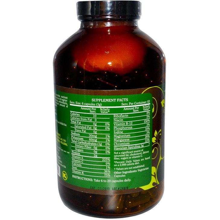 Pure Planet Spirulina - 500 mg - 500 Vegetarian Capsules