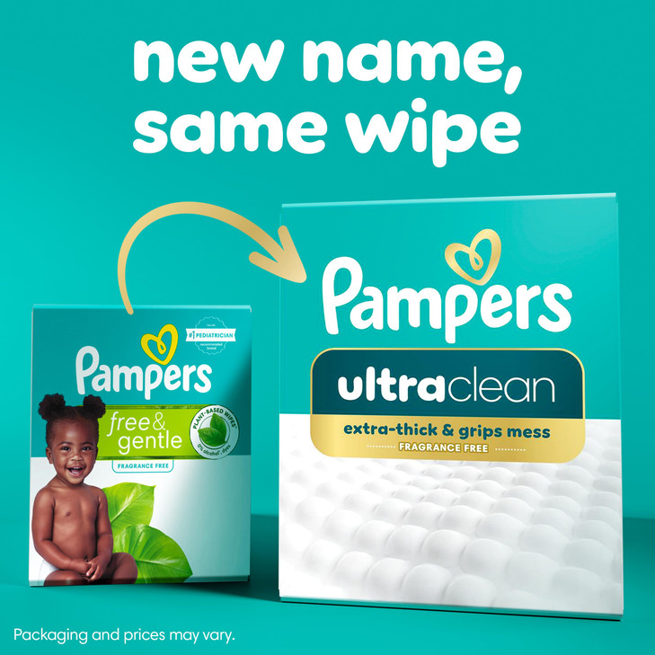 Pampers Ultra Clean Baby Wipes (Previously 'Free & Gentle'), 99% Water, Hypoallergenic, Unscented, 100% Plant Based, Plastic-Free, 936 Baby Wipes Tot