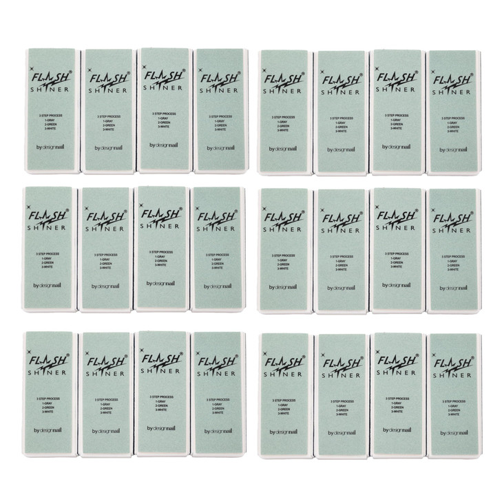 Design Nail Flash Shiner Nail Buffer 3 Ways  Pack of 24  Professional 3-Step Nail Buffer Blocks  Smooth, Condition & Shine  Natural Nail Polisher