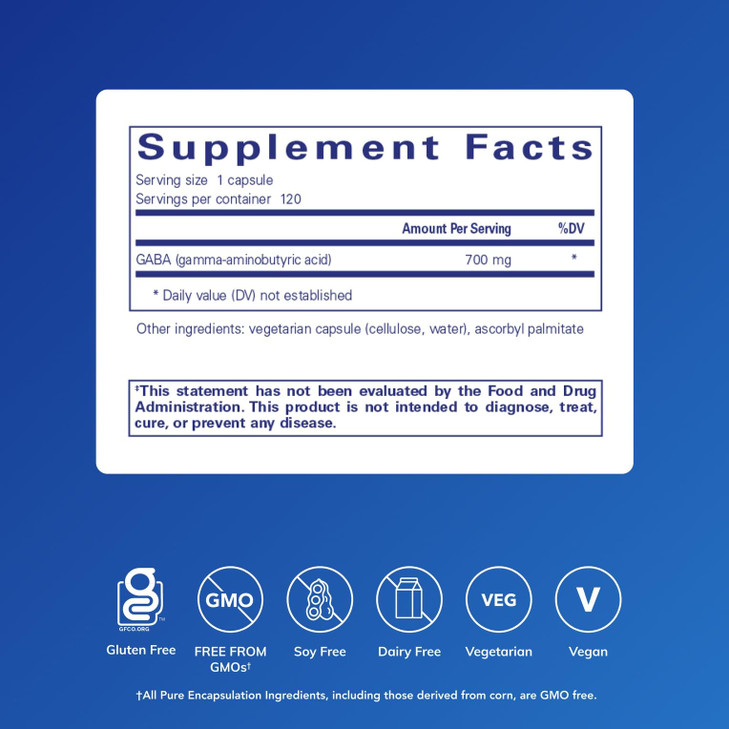 Pure Encapsulations GABA - Supplement to Support Relaxation & Moderation of Occasional Stress - with Premium GABA Amino Acids - 120 Capsules