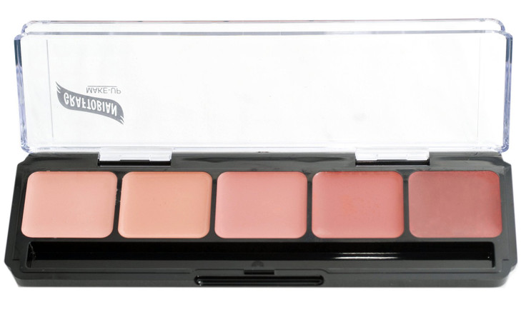 Graftobian HD Glamour Crème Foundation Palette (Blush) - High Definition 5 Color Makeup Palette, Cream Based Foundation Pink and Red Blush Palette fo