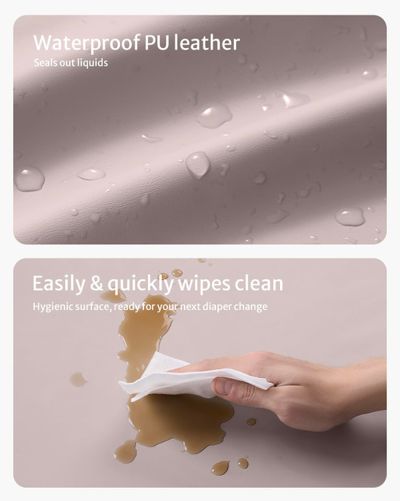 Blissful Diary Vegan Leather Baby Changing Pad with Waterproof & Wipe-Clean PU Cover, Standard Size Cozy Diaper Changing Pad for Dresser and Table, T