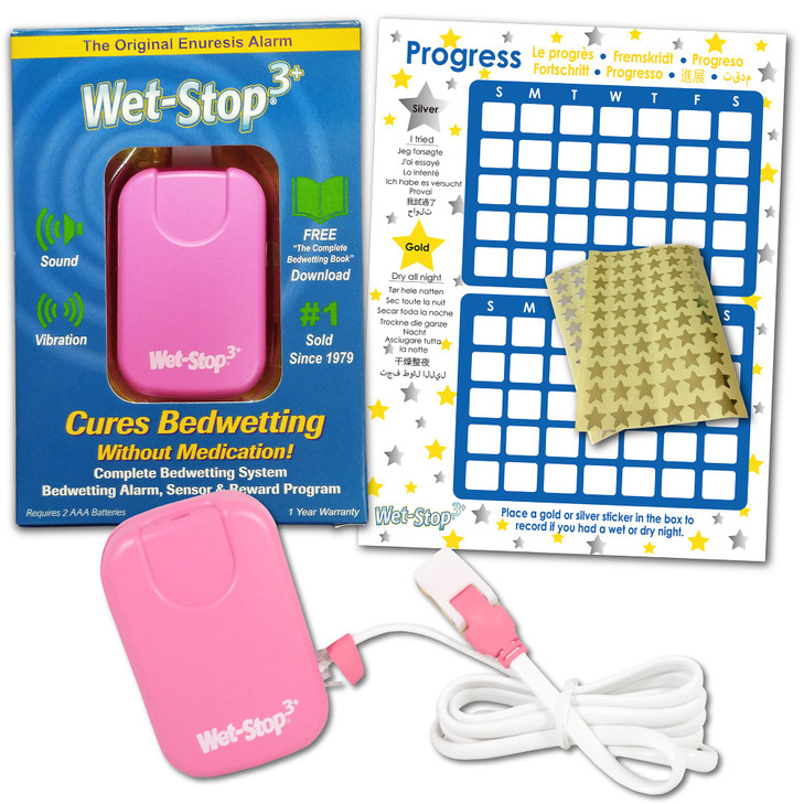 Wet-Stop 3 Bedwetting Enuresis Alarm with Loud Sound and Strong Vibration for Boys or Girls, Proven Solution for Bedwetters (Pink)