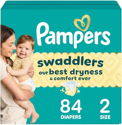 Pampers Swaddlers Diapers, Size 2 (10-22 lbs), 84 Count, Absorbent, Keeps Baby Dry and Comfortable, Skin Safe Disposable Baby Diaper (Packaging May V