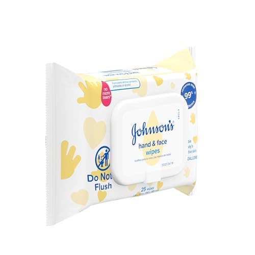 Johnson's Baby Disposable Hand & Face Cleansing Wipes, Pre-Moistened Wipes Gently Remove 99% of Germs & Dirt from Delicate Skin, Paraben-, Phthalate-