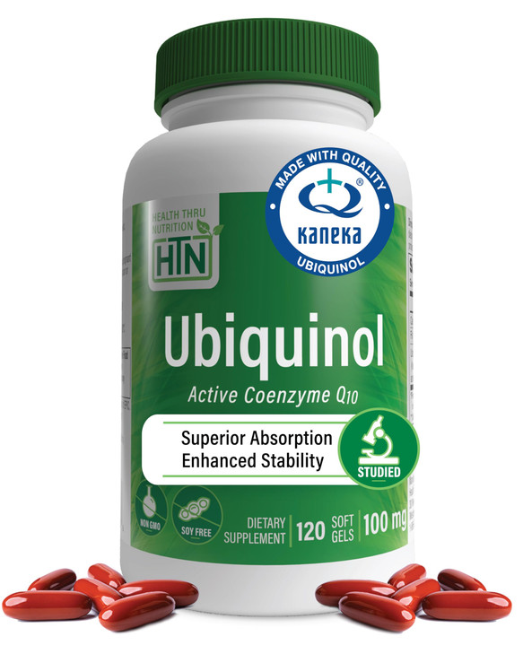 Health Thru Nutrition Ubiquinol 100mg 120 Softgels as Kaneka QH Reduced CoQ-10 | Stabilized - 3rd Party Tested | Enhanced Bioavailability | Cardiovas