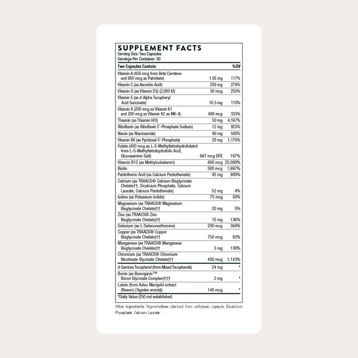 THORNE - Basic Nutrients 2/Day - Comprehensive Daily Multivitamin with Optimal Bioavailability - Vitamin & Mineral Formula - Gluten, Dairy & Soy-Free