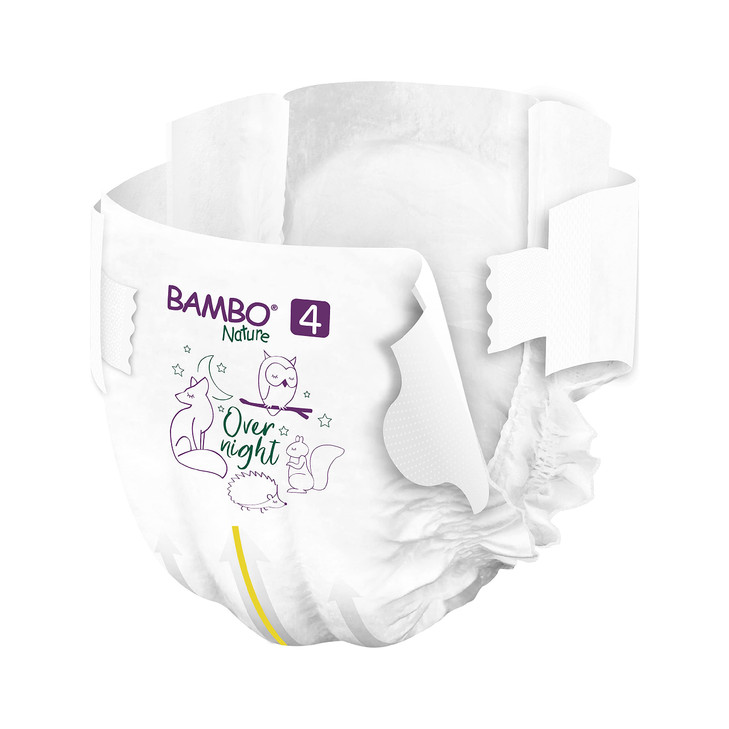 Bambo Nature Overnight Baby Diapers (Size 3 to 6), Size 4, 24 Count