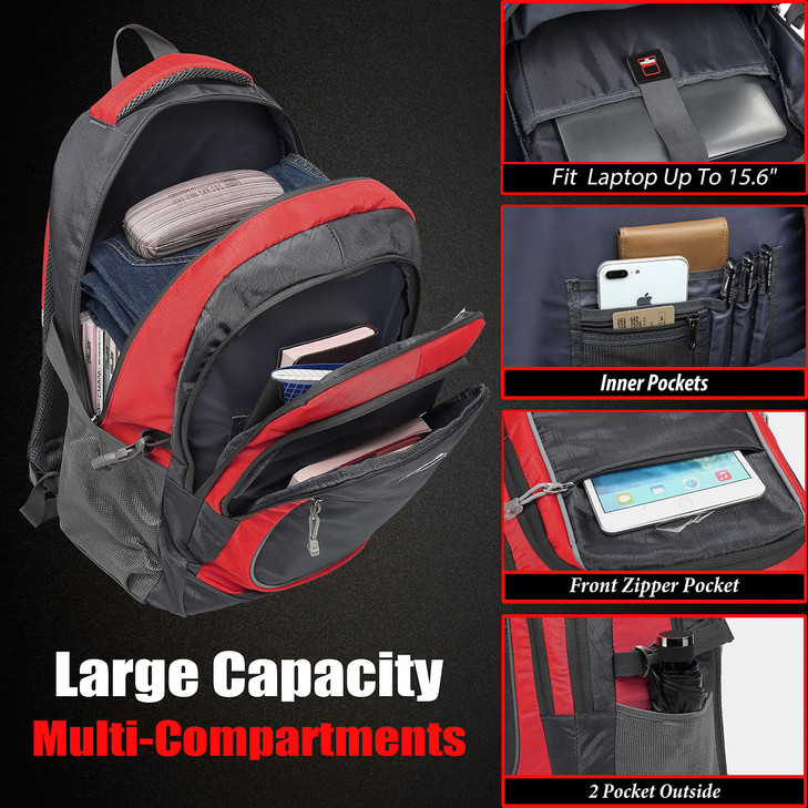 ProEtrade Backpack Bookbag for College Sturdy Travel Business Hiking Fit Laptop Up to 15.6 Inch Multi Compartment Gifts for Men Women Night Light Ref