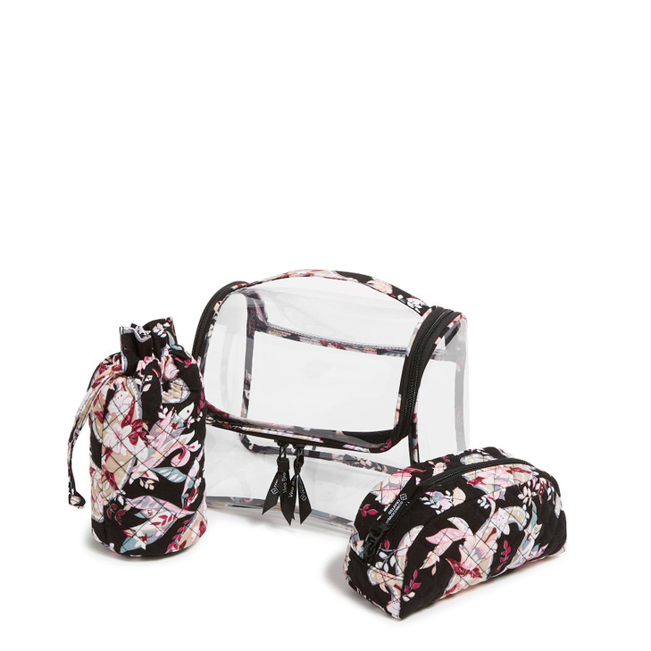 Vera Bradley Women's 3 Piece Cosmetic Makeup Organizer Bag Set, Snow Globes, One Size