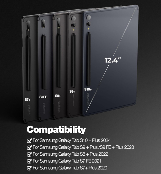 TUNKARMOR Case Keyboard for Samsung Galaxy Tab S10+ Plus / S9 FE+ Plus / S9+ Plus / S8+ Plus / S7 FE / S7+ Plus 12.4inch - Mouse and Magnetic Keyboar