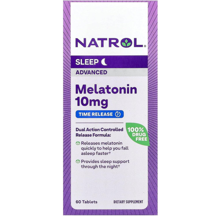 Natrol Advanced Sleep Melatonin Tablets, Maximum Strength 10 mg 60 ea (Pack of 3)