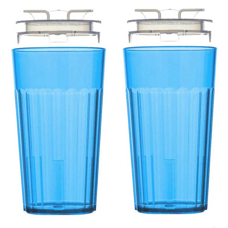 Reflo Smart Cup Bundle (Blue 2-Pack) Weaning and Self-Feeding Toddler Training Cup, Montessori Open Design, Slow-Spill 360 Rim Flow-Control, Made in