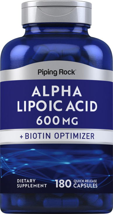 Piping Rock Alpha Lipoic Acid 600mg | 180 Capsules | Plus Biotin Optimizer | ALA Supplement | Non-GMO, Gluten Free