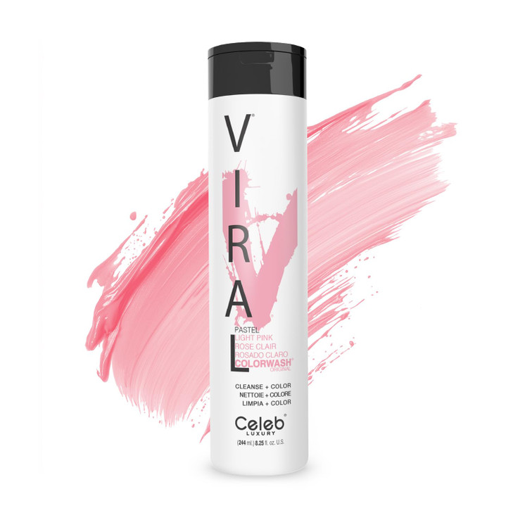 Celeb Luxury Viral Colorwash, Professional Semi-Permanent Hair Color Depositing Shampoo, Pastel Light Pink, 8.25 Fl Oz (Pack of 1)