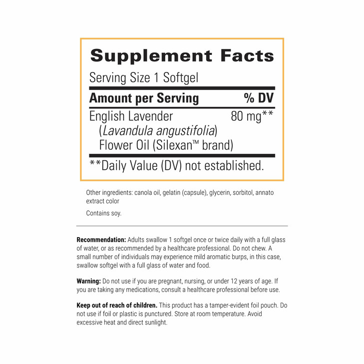 Integrative Therapeutics Lavela WS 1265 - Lavender Essential Oil Supplement for Sleep & Stress Support* - Dairy-Free - 60 Softgels (60 Servings)