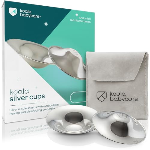 Koala Babycare The Original Nursing Cups 100% Silver  Nipple Shields for Nursing Newborn - Breastfeeding Essentials Protect and Soothe Cracked Nippl