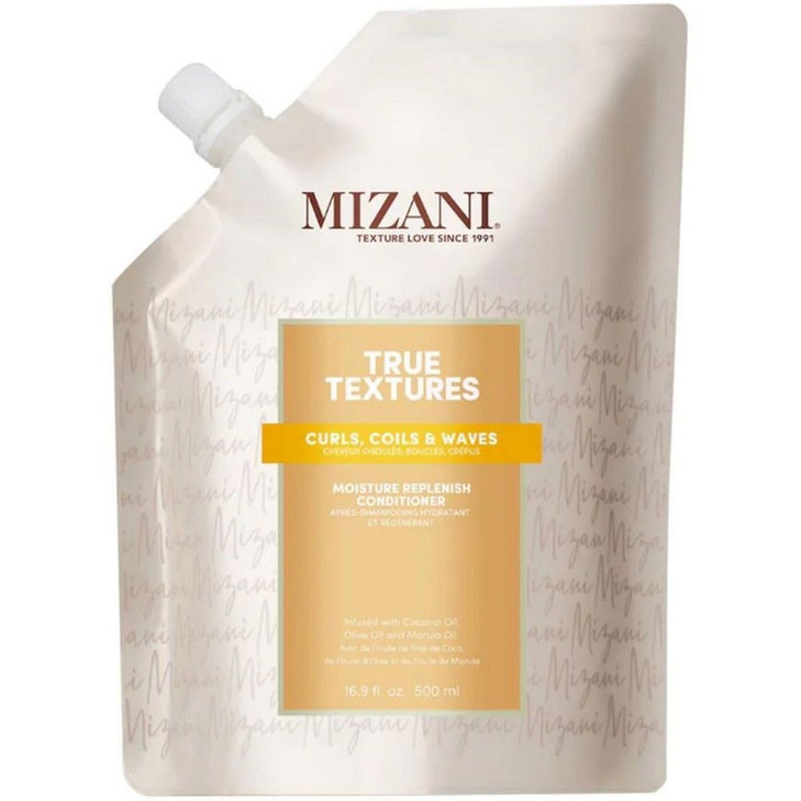 Mizani True Textures Moisture Replenish Conditioner - Deep Conditioner for Curly Hair with Coconut Oil & Olive Oil, Anti Frizz, Silicone-Free, Parabe