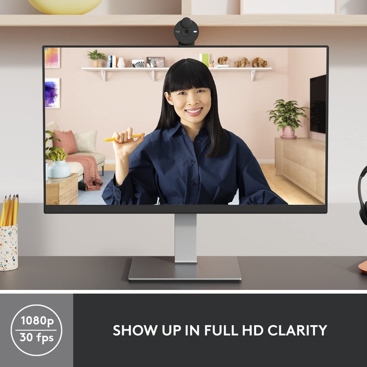 Logitech Brio 301 Full HD Webcam with Privacy Shutter, Noise Reduction Microphone, USB-C, Certified for Zoom, Microsoft Teams, Google Meet, Auto Ligh