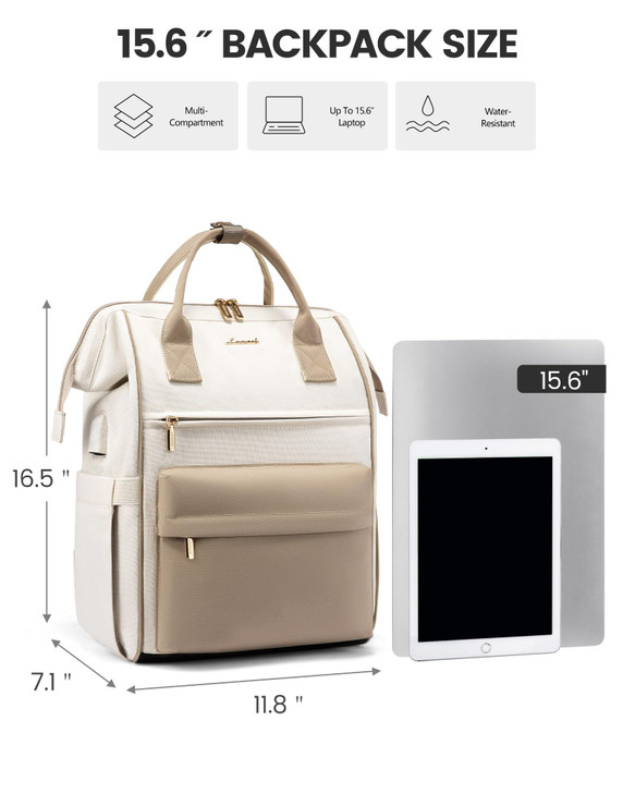 LOVEVOOK Laptop Backpack for Women 15.6 Inch, Travel Backpack with USB Charging Port Large Capacity Laptop Bag, Waterproof Bag for Business College A