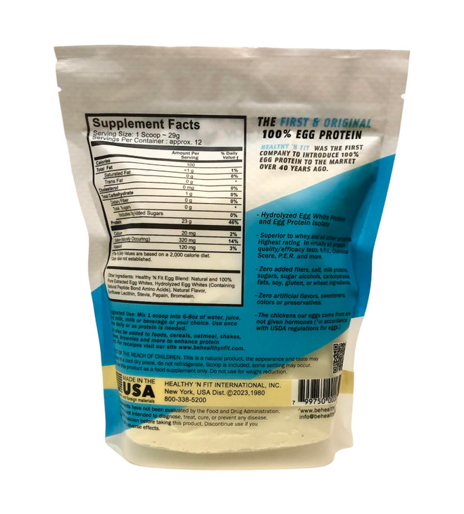 Healthy N Fit 100% EGG PROTEIN- Vanilla (12oz): 100% Egg White Protein PLUS Natural Peptides. Naturally Sweetened, Zero Carb, Keto, Paleo Friendly