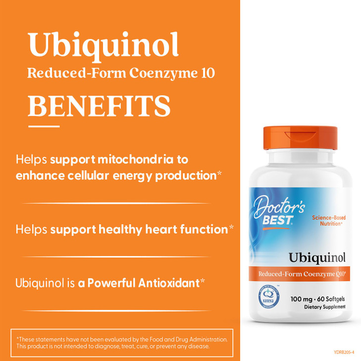 Doctors Best Ubiquinol, Reduced-Form Coenzyme Q10, Non-GMO, Gluten Free, Soy Free 60 Softgels