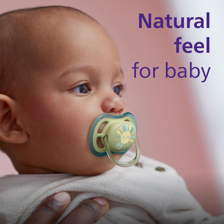 Philips Avent Ultra Air Pacifier - 4 x Light, Breathable Baby Pacifiers for Babies Aged 0-6 Months, BPA Free with Sterilizer Carry Case, SCF085/48