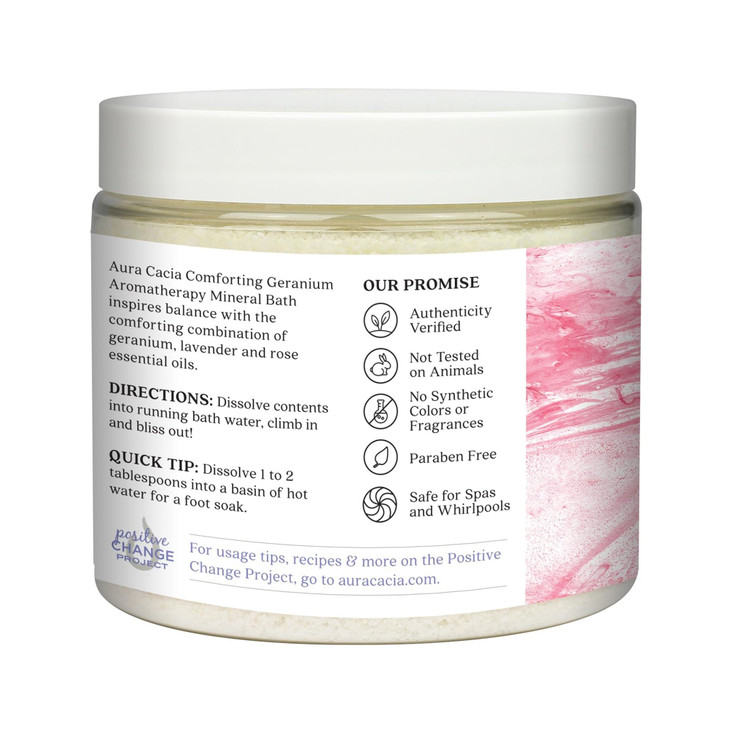 Aura Cacia Aromatherapy Mineral Bath, Comforting Geranium, 16 Ounce jar (Pack of 2)