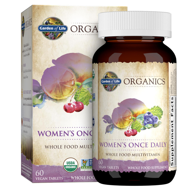 Garden of Life Organics Multivitamin for Women - Women's Once Daily Multi - Whole Food Multi with Iron, Biotin, Vegan Organic Womens Multivitamin for