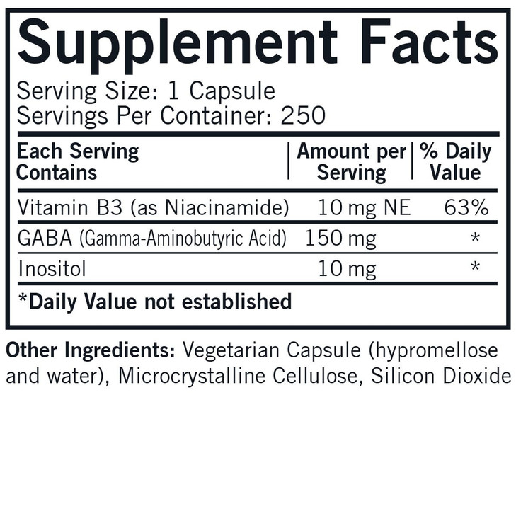 Kirkman - GABA with Niacinamide & Inositol - 250 Capsules - Supports Relaxation - Supports Restful Sleep - Hypoallergenic