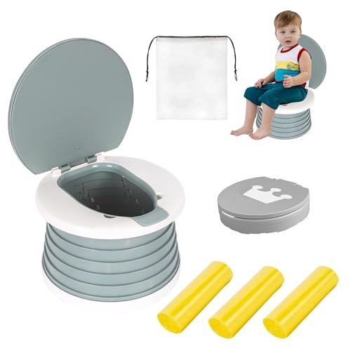 SunnySmile portable, foldable potty seat for toddler, Training Toilet Seat Emergency Toilet for Car, Camping, Outdoor, indoor (grey, small)