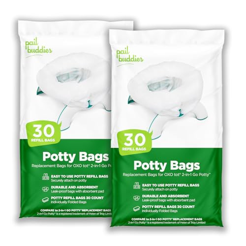 Pail Buddies 60 Refill Potty Bags: Absorbent, Disposable Liners Compatible with OXO Tot 2-in-1 Go Potty | Strong, Leak-Proof Bags Fits Most Travel Po