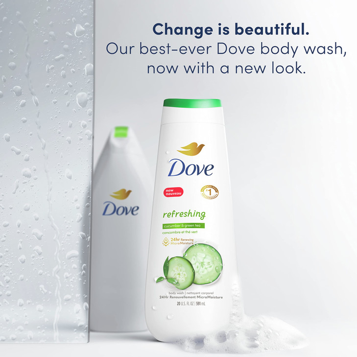 Dove Body Wash Refreshing Cucumber and Green Tea 4 Count Refreshes Skin Cleanser That Effectively Washes Away Bacteria While Nourishing Your Skin 20