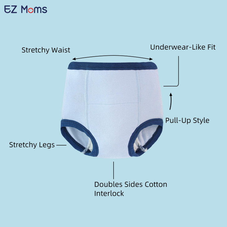 EZ Moms 8 Packs Potty Training Underwear Soft 100% Cotton Absorbent Toddler Training Underwear Boys Kid Confident Underpants for Boys 4T Reusable Lea