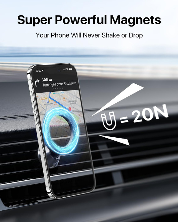 andobil for Magsafe Car Mount [Strongest Magnet, Easy Install] All Metal Magnetic Car Phone Holder for iPhone 17/16/15/14/13 Pro Max, 360° Air Vent C
