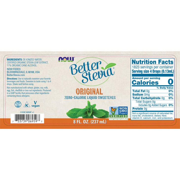Now Foods Better Stevia Original Liquid Extract, 8 Ounce Bottle (Pack of 2)
