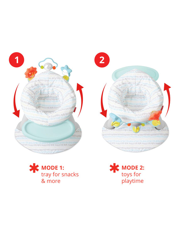 Skip Hop 2-in-1 Sit-up Activity Baby Chair, Silver Lining Cloud