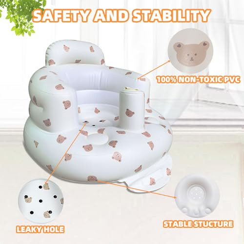 AGITVPS Inflatable Seat for Babies 3-36 Months, Built in Air Pump Baby Chair Sit Me up Floor Seat for Baby, Bumbo Seat for Learning to Sit, Feeding,
