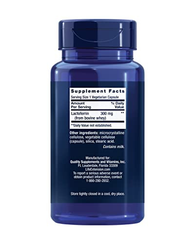 Life Extension Lactoferrin Caps, Healthy Immune Response, GI Support, Vision Health, Gluten-Free, Non-GMO, 1-Daily, Vegetarian, 60 Capsules