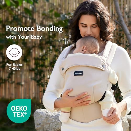Momcozy Baby Carrier - Ergonomic, Cozy and Lightweight Carrier for 7-45lbs, Effortless to Put On, Ideal for Hands-Free Parenting, Enhanced Lumbar Sup