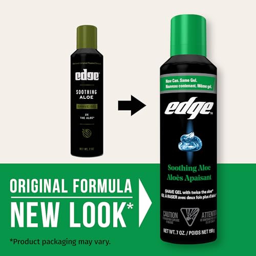Edge Shaving Gel for Men, Soothing Aloe with Twice The Aloe, (6 Pack) - Shave Gel For Men That Moisturizes, Protects and Soothes To Help Reduce Skin