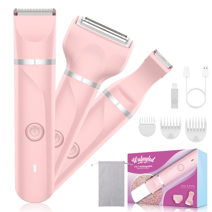 Electric Razors & Shaver for Women: 3-in-1 Rechargeable Bikini Trimmer  Painless Body Hair Remover for Ladies Pubic, Legs, Face, Underarms  Waterpr