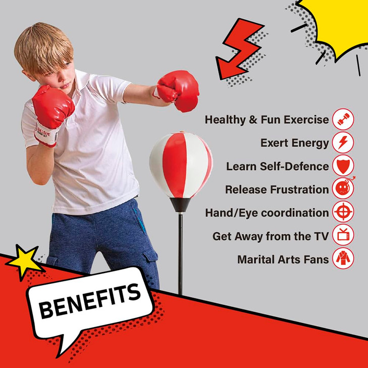 Whoobli Punching Bag for Kids and Toddler Incl Boxing Gloves| 3 4 5 6 7 8+ Years Old Adjustable Kids Boxing Bag with Stand| Sports Toy for Boys| Idea