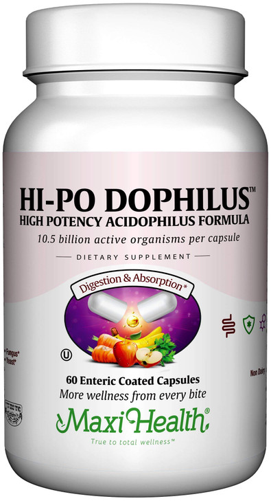 Maxi Health Hi-Po Dophilus - Probiotic Supplement - Lactobacillus & Bifidobacterium Probiotics for Men and Women Digestive Health, Gut Health, Bloati